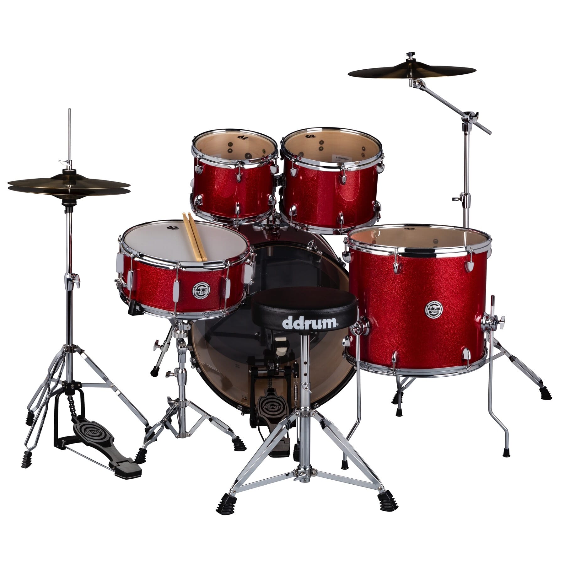 D2- Red Sparkle - Complete drum set with cymbals | ddrum