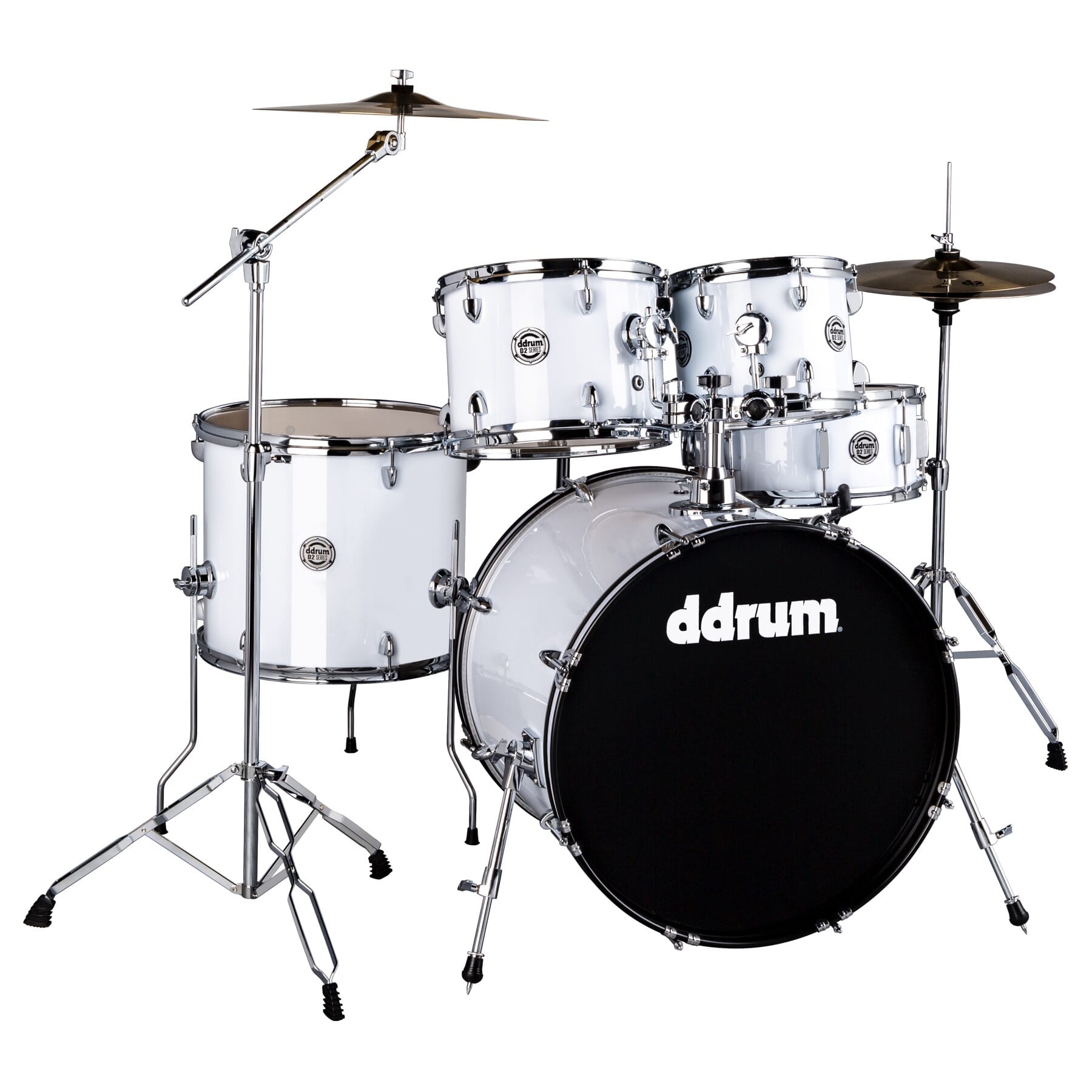 D2- White - Complete drum set with cymbals