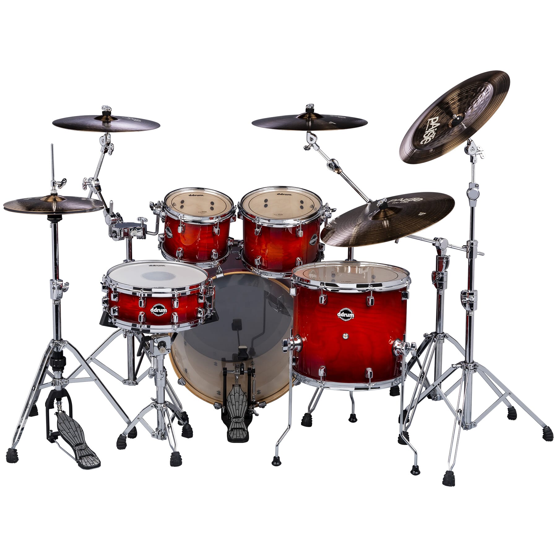 Dominion Birch 5pc Shell Pack with Ash Veneer Red Burst | ddrum