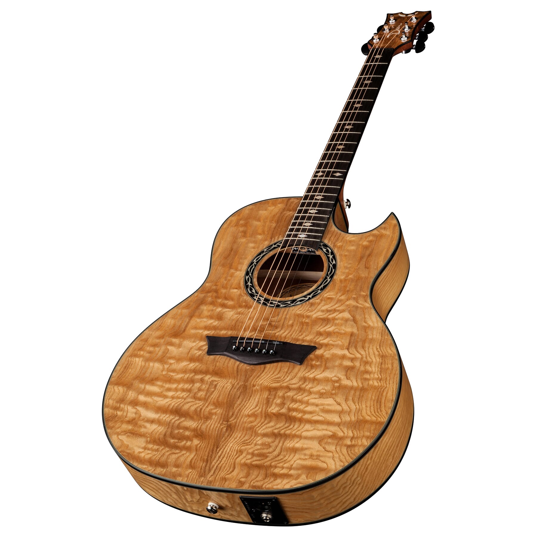 Exhibition Quilt Ash Acoustic/Electric - Gloss Natural | Dean Guitars