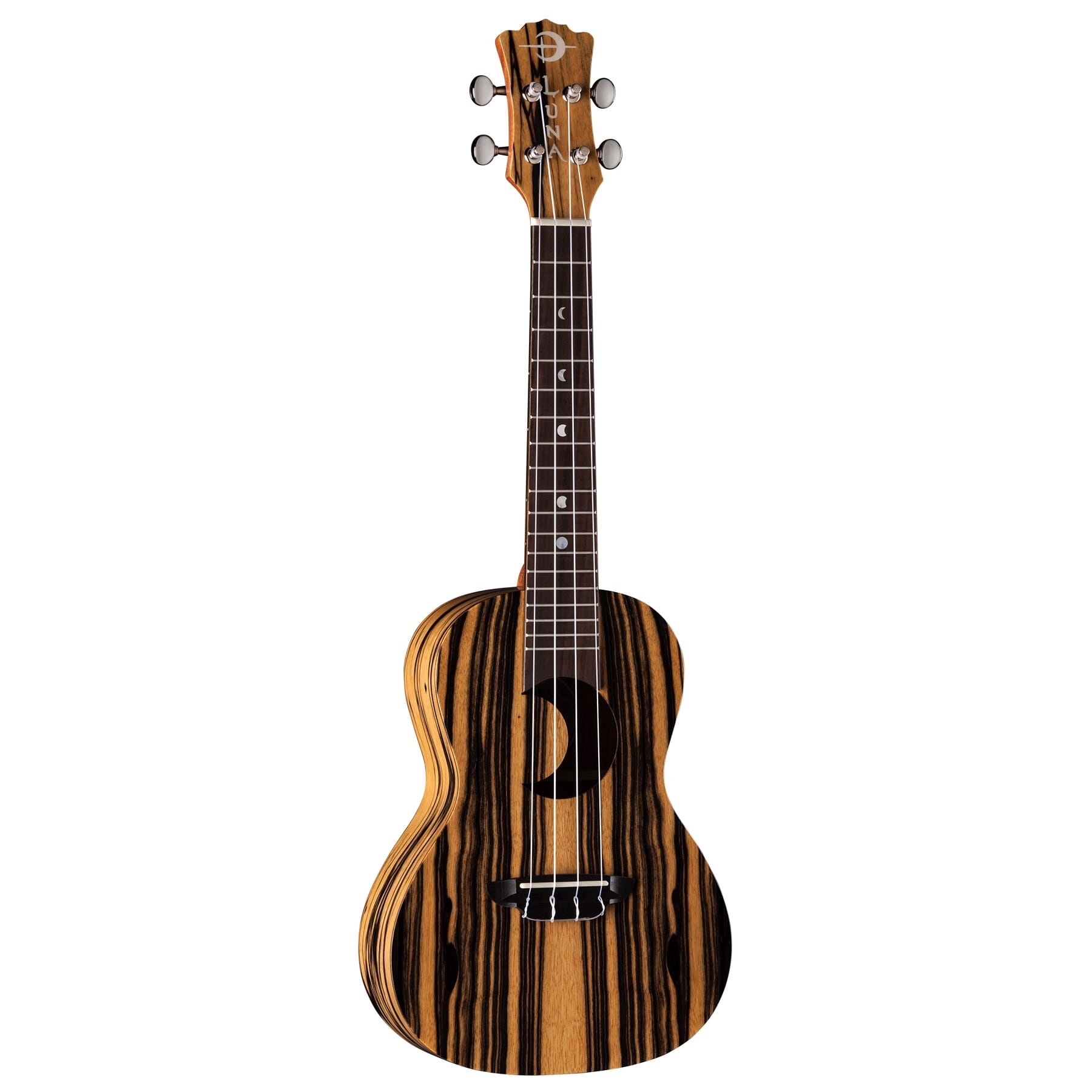 Uke Crescent Black/White Ebony Concert w/ Gigbag | Luna Guitars