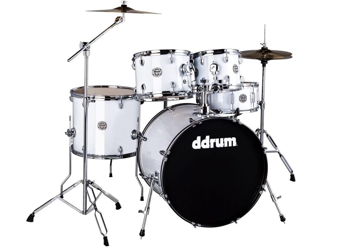 D2 WHITE COMPLETE DRUM SET WITH CYMBALS ddrum